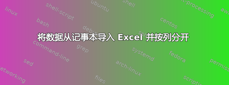 将数据从记事本导入 Excel 并按列分开