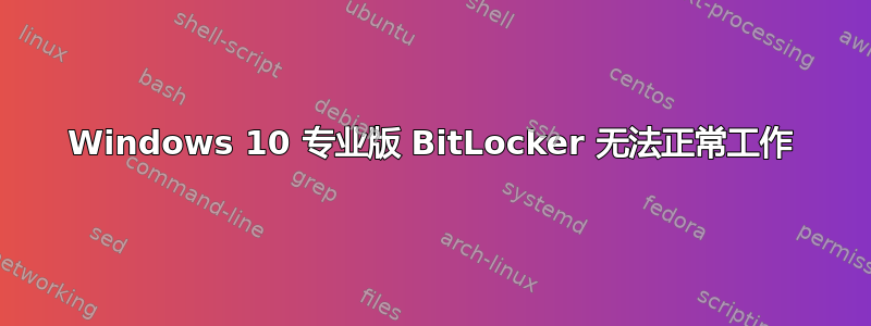 Windows 10 专业版 BitLocker 无法正常工作