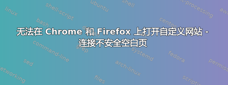 无法在 Chrome 和 Firefox 上打开自定义网站 - 连接不安全空白页