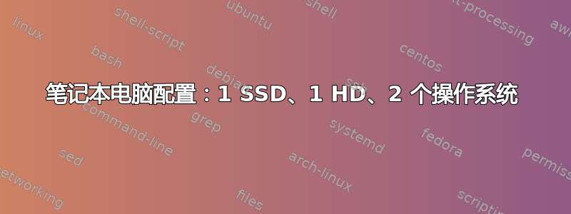 笔记本电脑配置：1 SSD、1 HD、2 个操作系统