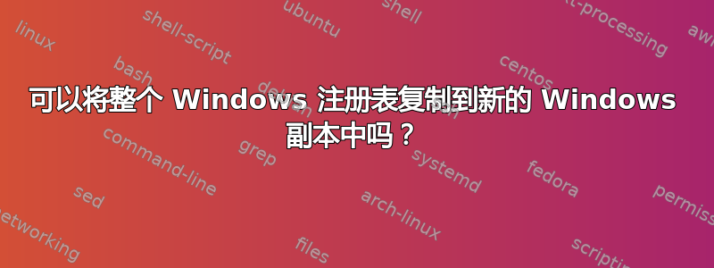 可以将整个 Windows 注册表复制到新的 Windows 副本中吗？