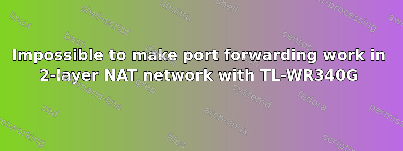 Impossible to make port forwarding work in 2-layer NAT network with TL-WR340G