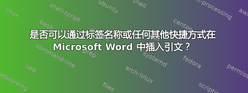 是否可以通过标签名称或任何其他快捷方式在 Microsoft Word 中插入引文？