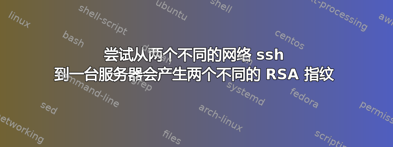 尝试从两个不同的网络 ssh 到一台服务器会产生两个不同的 RSA 指纹