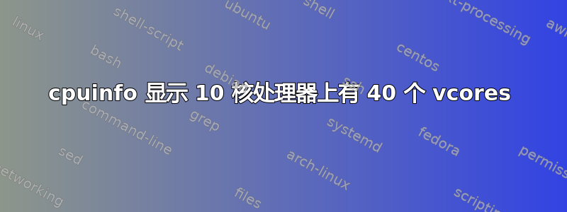 cpuinfo 显示 10 核处理器上有 40 个 vcores