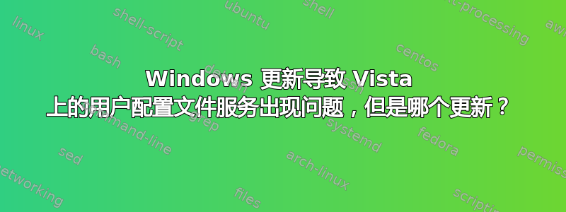 Windows 更新导致 Vista 上的用户配置文件服务出现问题，但是哪个更新？