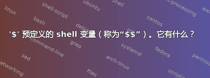 '$' 预定义的 shell 变量（称为“$$”）。它有什么？ 