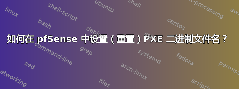 如何在 pfSense 中设置（重置）PXE 二进制文件名？