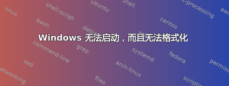 Windows 无法启动，而且无法格式化