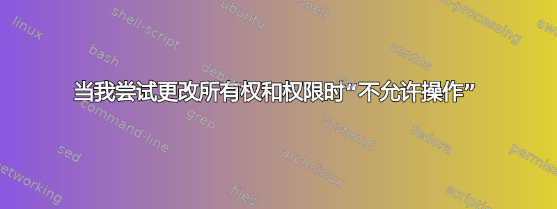 当我尝试更改所有权和权限时“不允许操作”