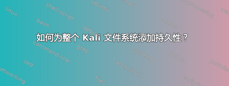 如何为整个 Kali 文件系统添加持久性？