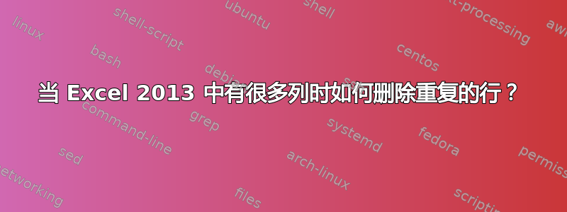 当 Excel 2013 中有很多列时如何删除重复的行？