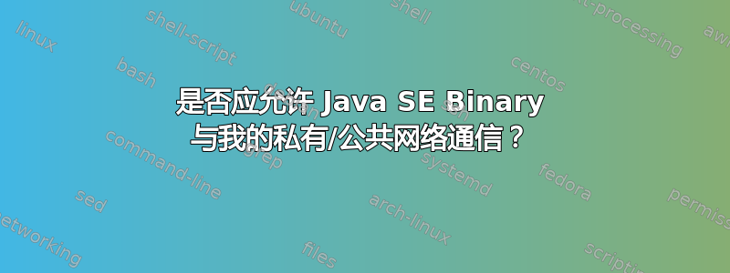 是否应允许 Java SE Binary 与我的私有/公共网络通信？