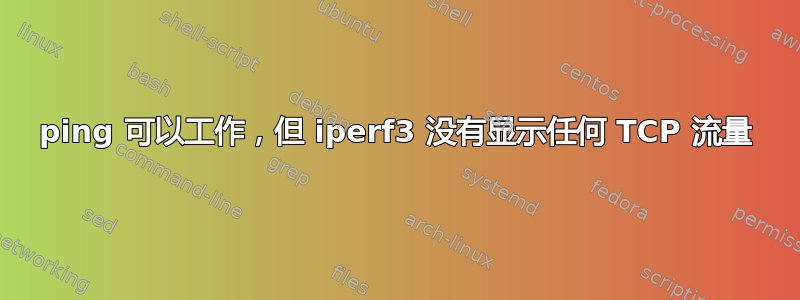 ping 可以工作，但 iperf3 没有显示任何 TCP 流量