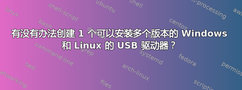 有没有办法创建 1 个可以安装多个版本的 Windows 和 Linux 的 USB 驱动器？