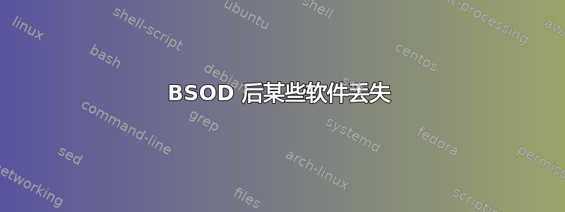 BSOD 后某些软件丢失