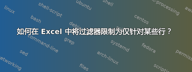 如何在 Excel 中将过滤器限制为仅针对某些行？