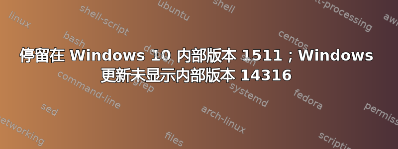 停留在 Windows 10 内部版本 1511；Windows 更新未显示内部版本 14316