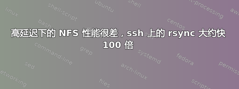 高延迟下的 NFS 性能很差，ssh 上的 rsync 大约快 100 倍