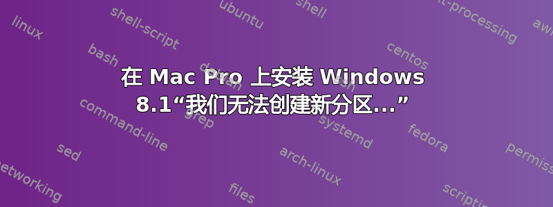 在 Mac Pro 上安装 Windows 8.1“我们无法创建新分区...”