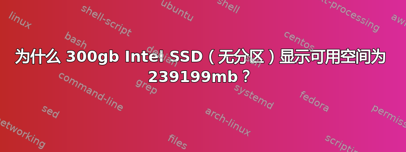 为什么 300gb Intel SSD（无分区）显示可用空间为 239199mb？