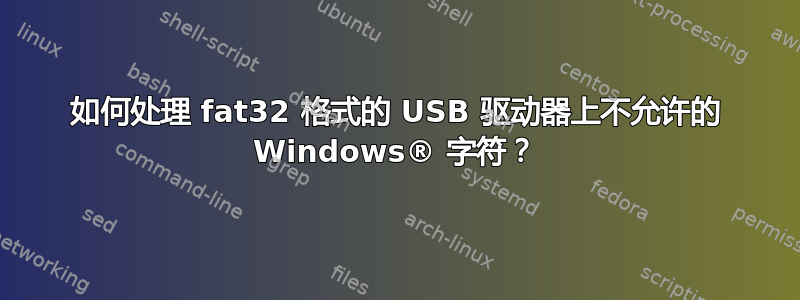 如何处理 fat32 格式的 USB 驱动器上不允许的 Windows® 字符？