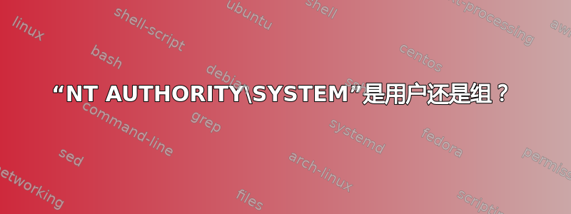 “NT AUTHORITY\SYSTEM”是用户还是组？