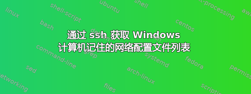 通过 ssh 获取 Windows 计算机记住的网络配置文件列表