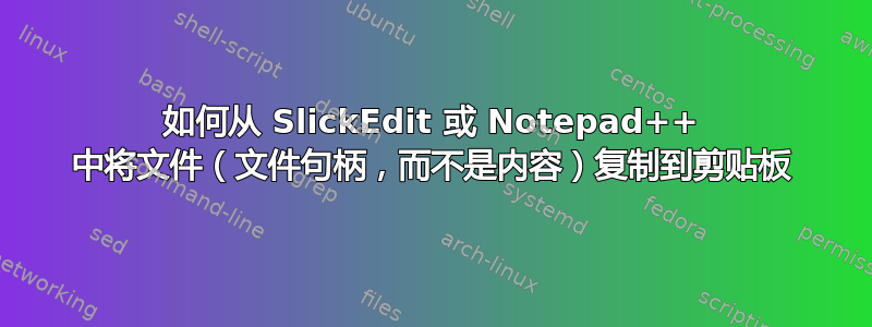 如何从 SlickEdit 或 Notepad++ 中将文件（文件句柄，而不是内容）复制到剪贴板