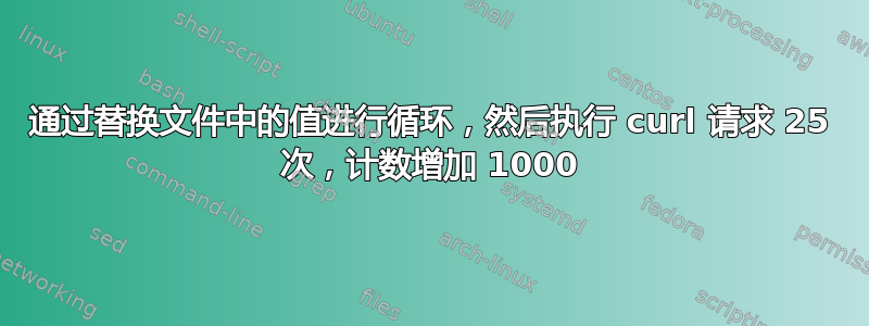 通过替换文件中的值进行循环，然后执行 curl 请求 25 次，计数增加 1000