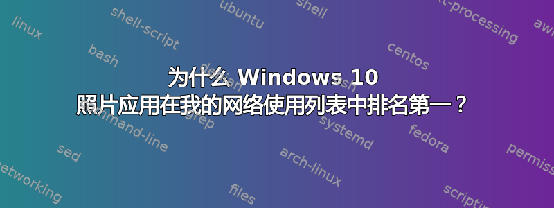 为什么 Windows 10 照片应用在我的网络使用列表中排名第一？