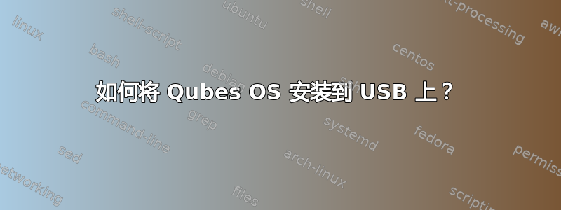 如何将 Qubes OS 安装到 USB 上？