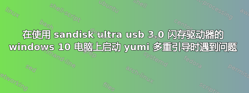 在使用 sandisk ultra usb 3.0 闪存驱动器的 windows 10 电脑上启动 yumi 多重引导时遇到问题