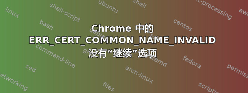 Chrome 中的 ERR_CERT_COMMON_NAME_INVALID 没有“继续”选项