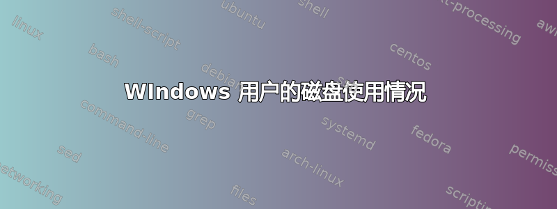 WIndows 用户的磁盘使用情况