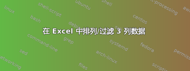 在 Excel 中排列/过滤 3 列数据