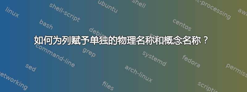 如何为列赋予单独的物理名称和概念名称？