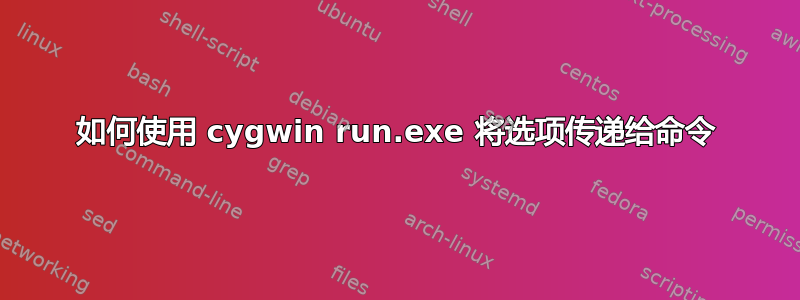 如何使用 cygwin run.exe 将选项传递给命令