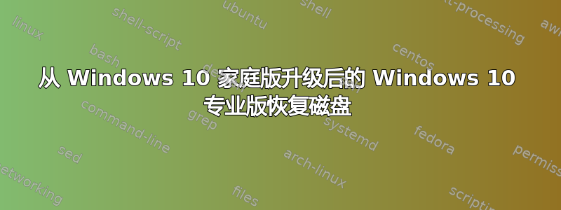 从 Windows 10 家庭版升级后的 Windows 10 专业版恢复磁盘