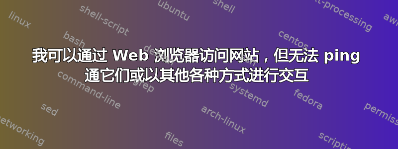 我可以通过 Web 浏览器访问网站，但无法 ping 通它们或以其他各种方式进行交互