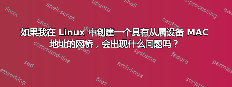 如果我在 Linux 中创建一个具有从属设备 MAC 地址的网桥，会出现什么问题吗？