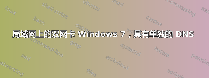 局域网上的双网卡 Windows 7，具有单独的 DNS