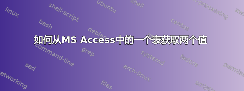 如何从MS Access中的一个表获取两个值