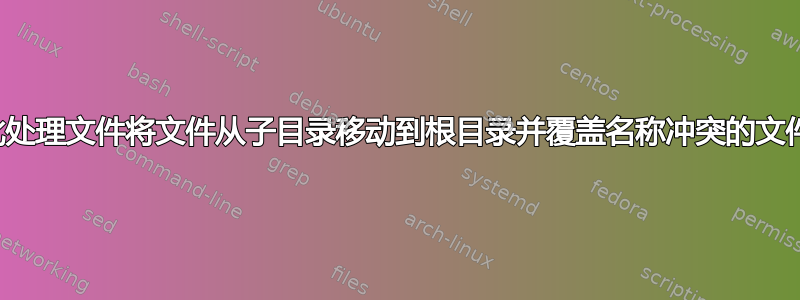 批处理文件将文件从子目录移动到根目录并覆盖名称冲突的文件