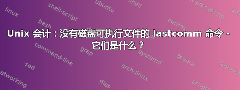 Unix 会计：没有磁盘可执行文件的 lastcomm 命令 - 它们是什么？