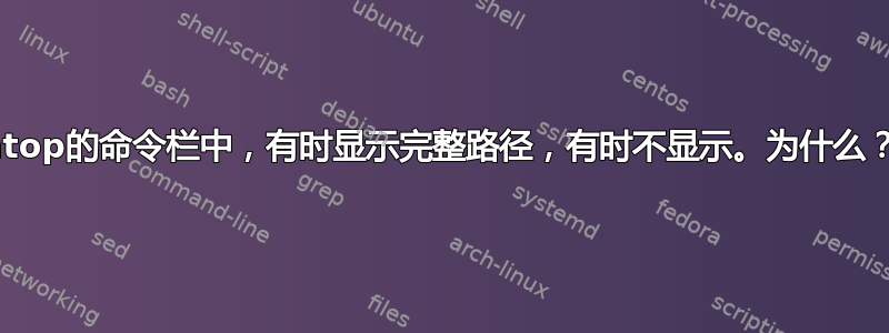 htop的命令栏中，有时显示完整路径，有时不显示。为什么？