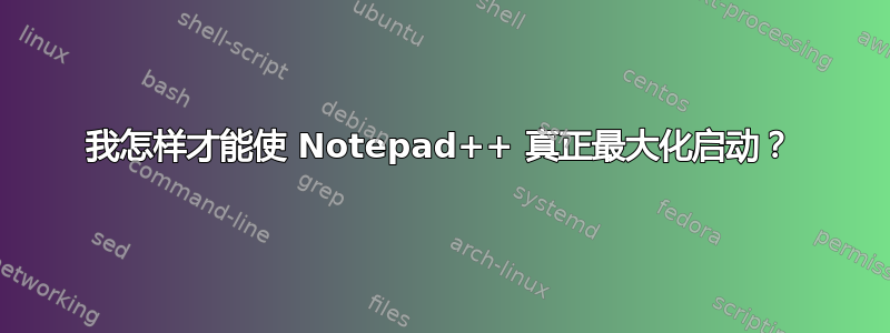 我怎样才能使 Notepad++ 真正最大化启动？