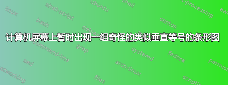 计算机屏幕上暂时出现一组奇怪的类似垂直等号的条形图