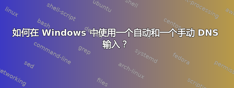 如何在 Windows 中使用一个自动和一个手动 DNS 输入？