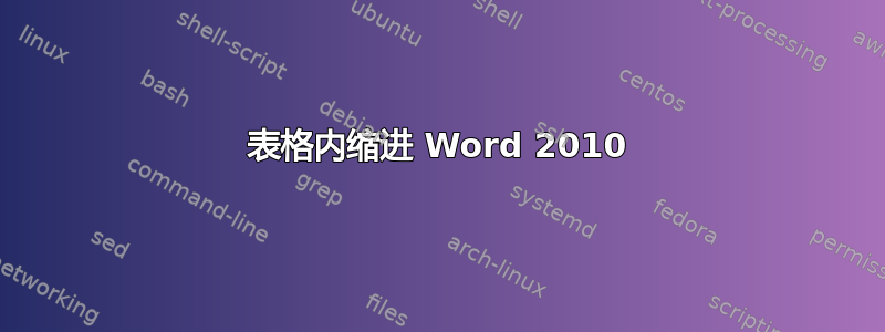 表格内缩进 Word 2010